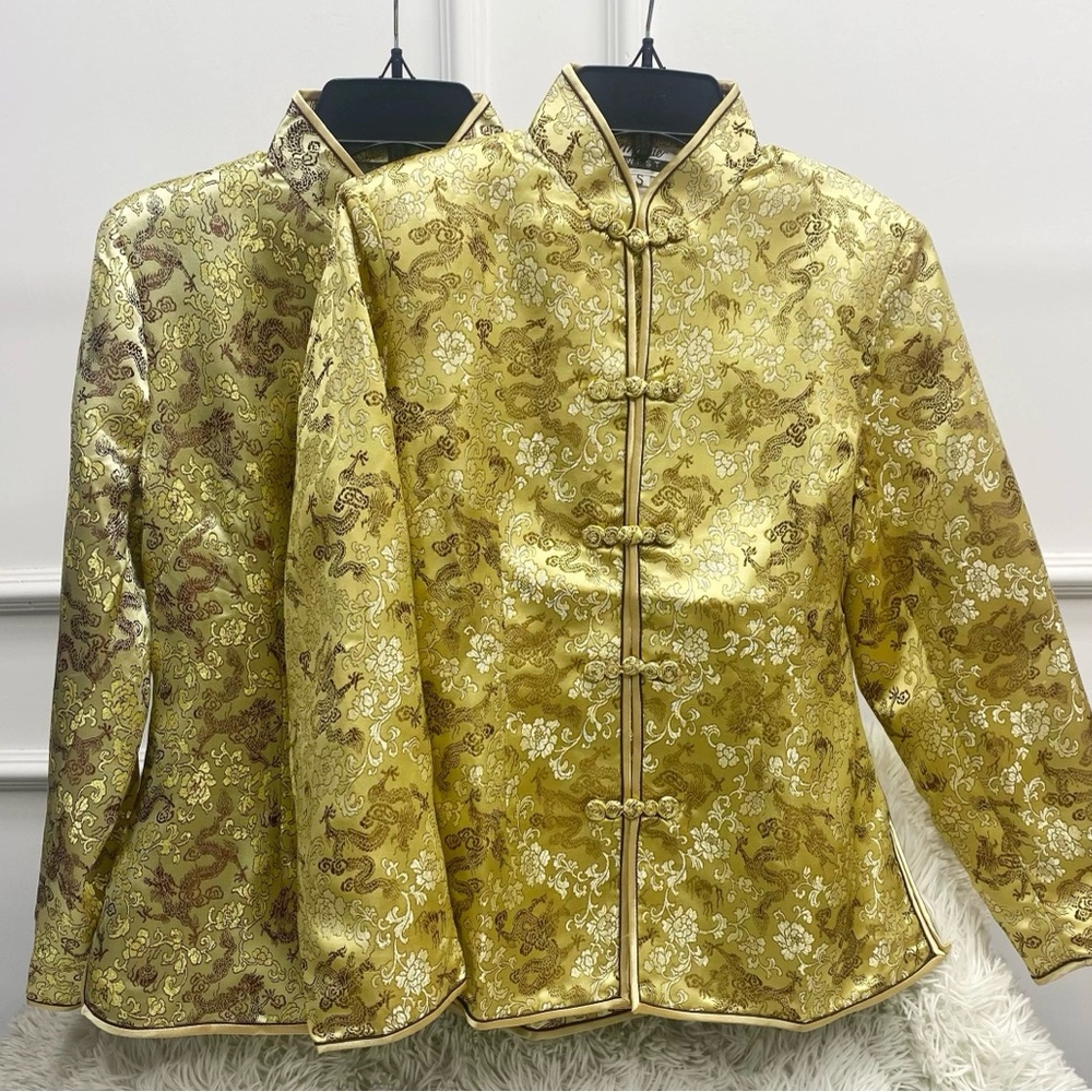 Elegant Gold and Brown Brocade Jacket